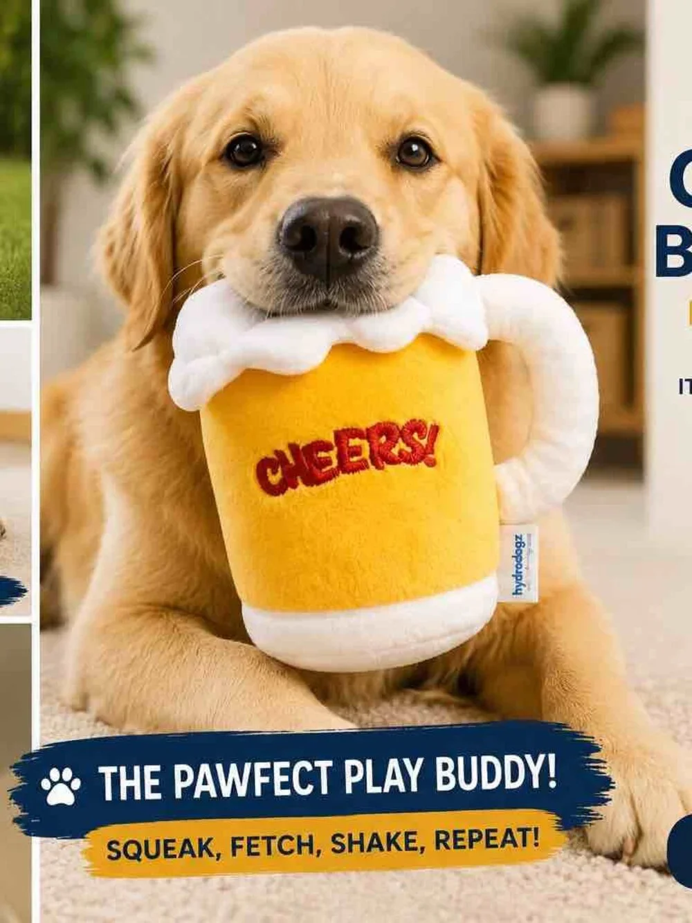 Hydrodogs foodies plush CHEERS beer mugs squeaker toy